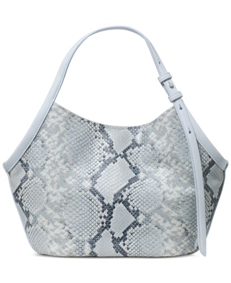 Deco Tulip Small Snake Embossed Leather Tote Handbag