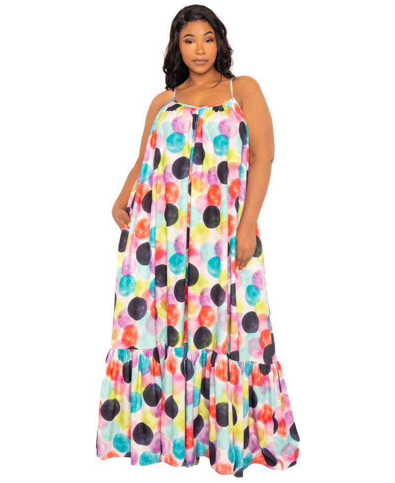 Women's Polka Dot Voluminous Maxi Dress