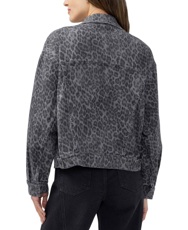 Women's Short Leopard-Print Denim Jacket