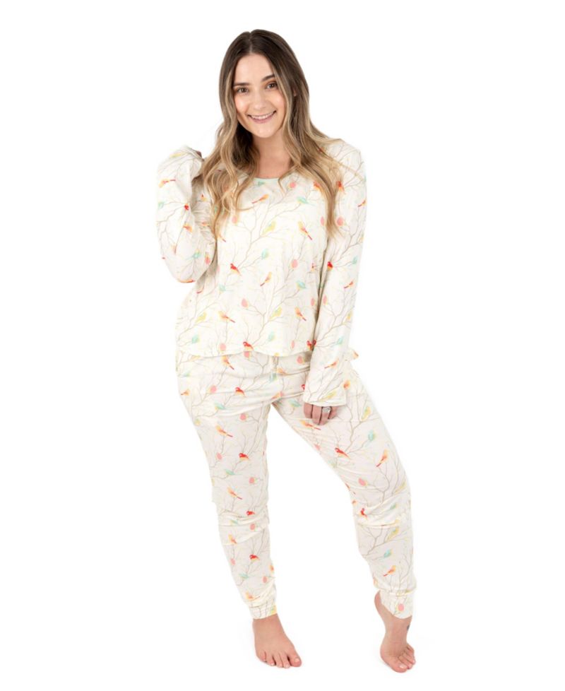Women's Matching Family Two-Piece Cooling Bamboo Viscose Long Sleeve Pajamas - Nature and Wildlife Print