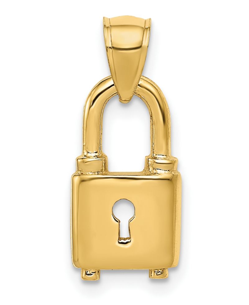 Lock Pendant in 14k Yellow Gold