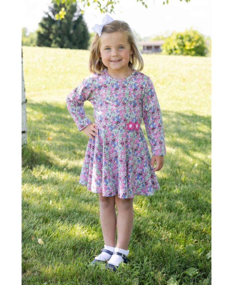 Girls (7-8) Floral Knit Dress with Flowers