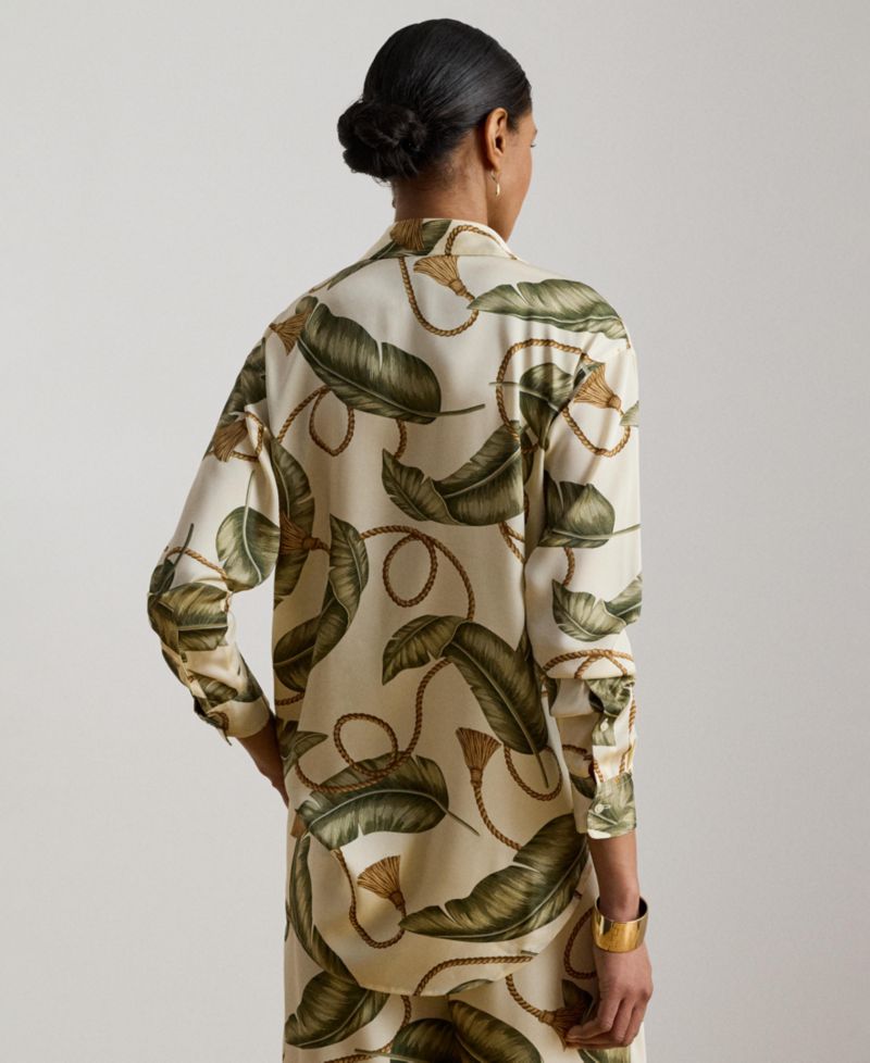 Women's Point Collar Rope-Print Twill Shirt