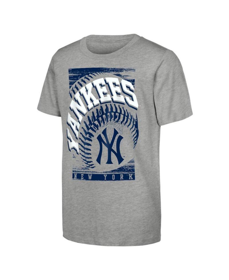 Big Boys and Girls Heather Gray New York Yankees Speed Pitch T-Shirt