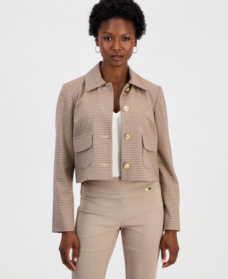 Petite Plaid Cropped Jacket