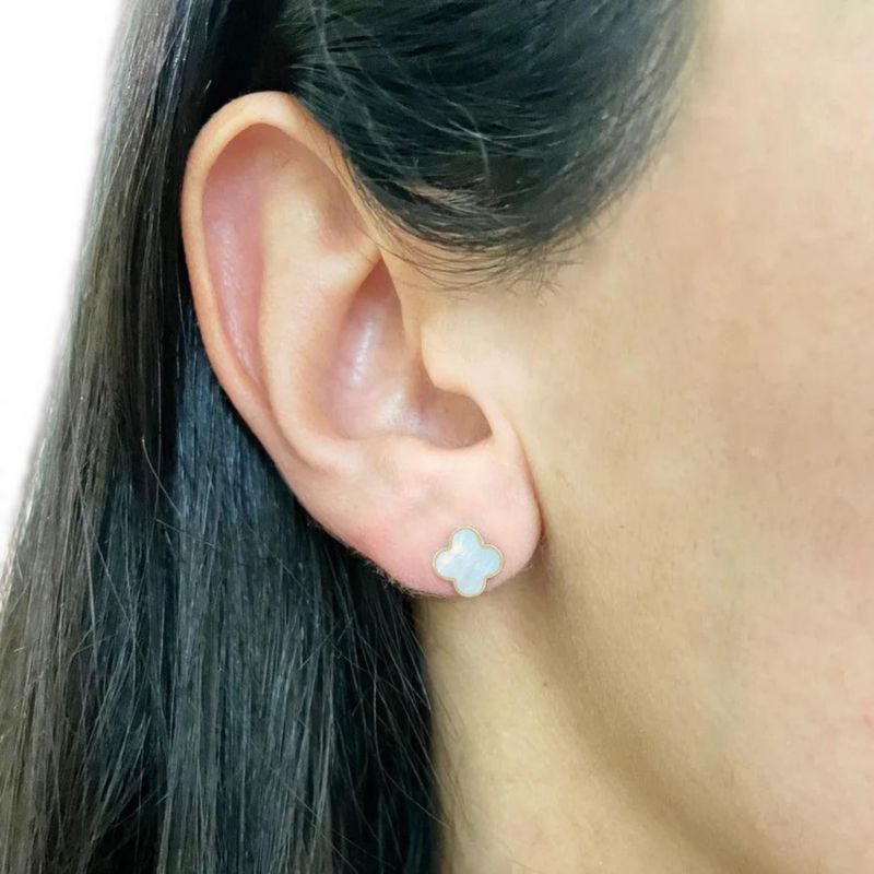 Mini Mother of Pearl Clover Stud Earrings