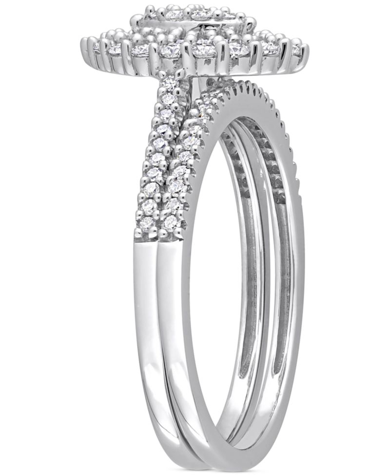 Diamond Halo Cluster Bridal Set (1/2 ct. t.w.) in 14k White Gold