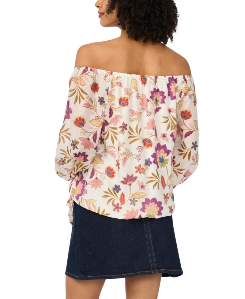 Women's Printed Off-The-Shoulder Long-Sleeve Top