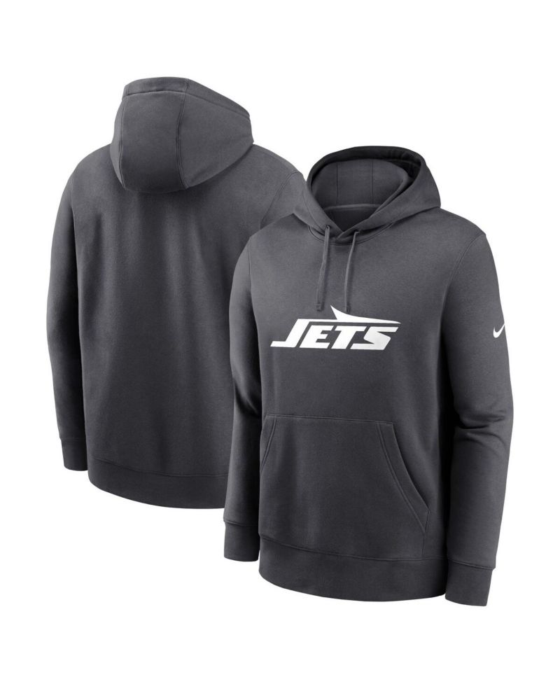 Men's Anthracite New York Jets Club Logo Pullover Hoodie