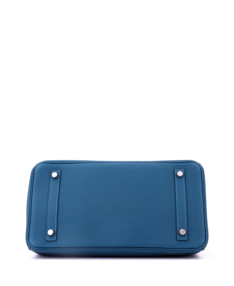Pre-Owned Hermes Birkin 30 Handbag Blue Togo with Palladium Hardware