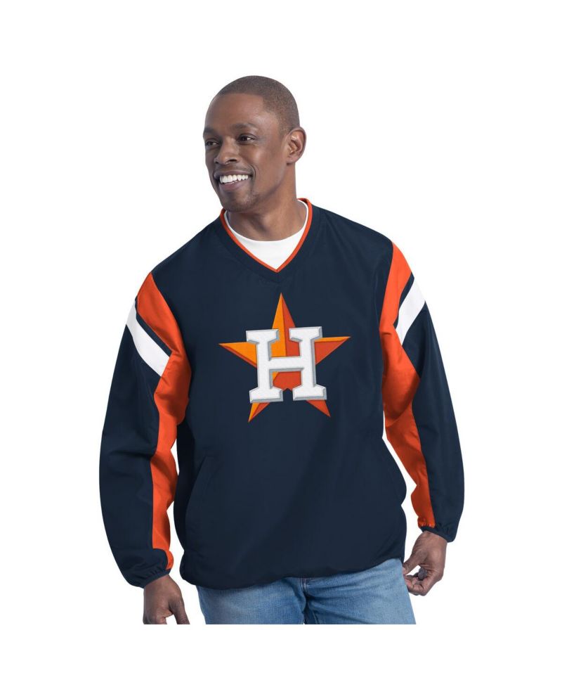 Men's Navy Houston Astros Double Coverage V-Neck Pullover Hoodie