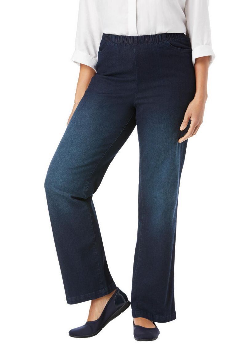 Women's Within Fineline Stretch Denim Wide-Leg Pull-On Jeans