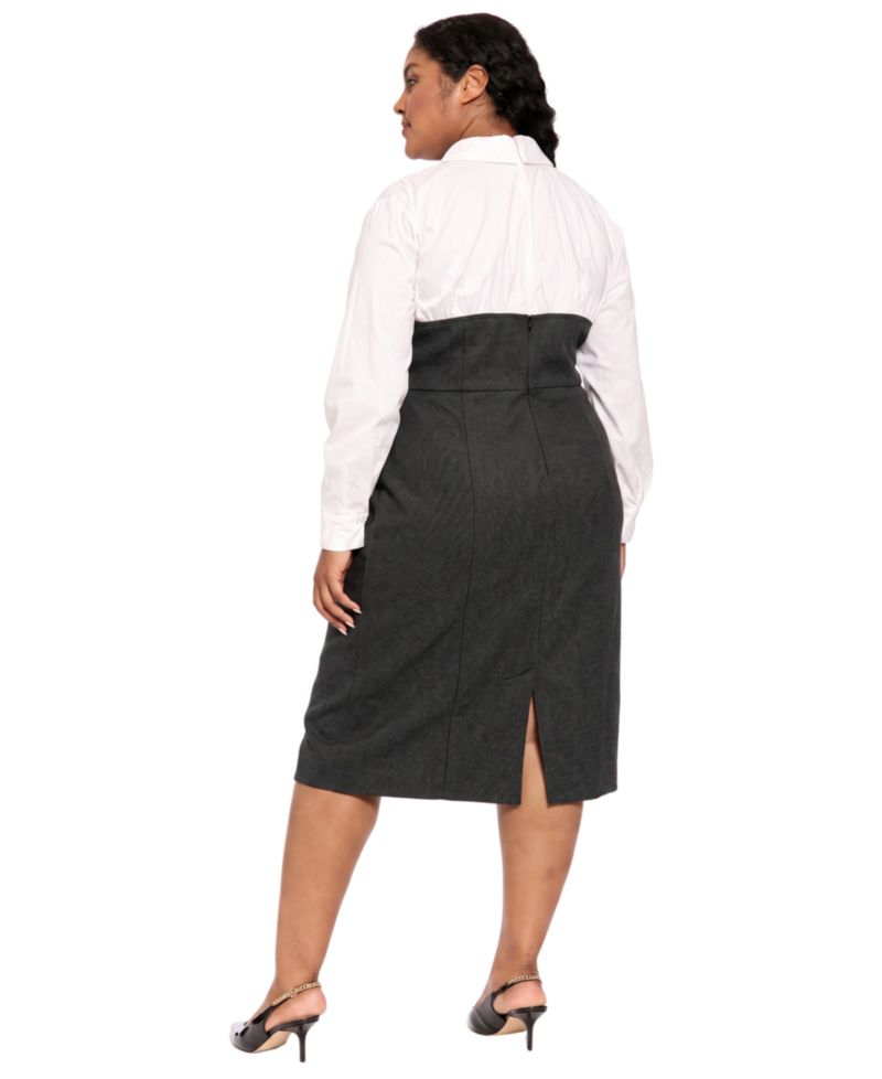 Plus Size Long-Sleeve Midi Sheath Dress