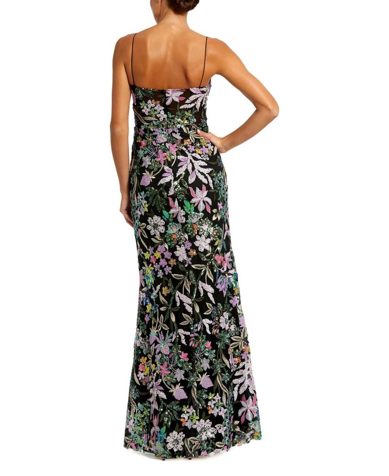 Women's Floral Embroidered Bustier Trumpet Gown