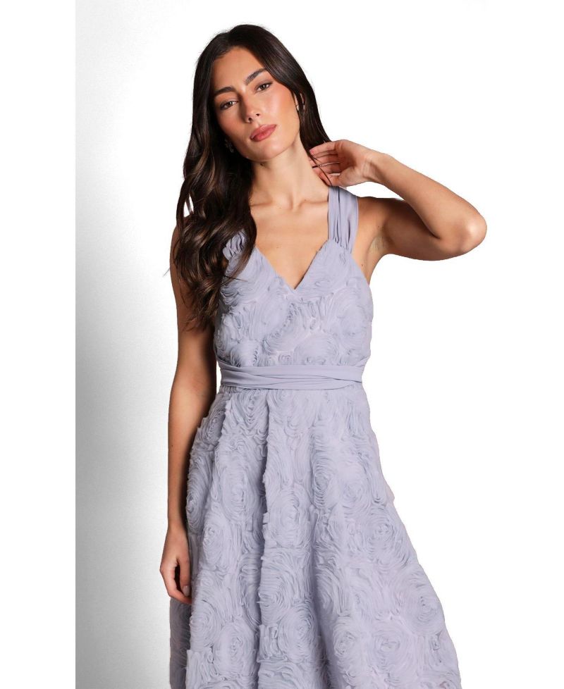 Women's Embroidered Tie Back Maxi Dress