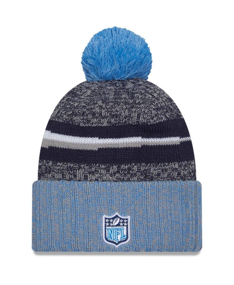 Men's Navy, Light Blue Tennessee Titans 2023 Sideline Sport Cuffed Pom Knit Hat