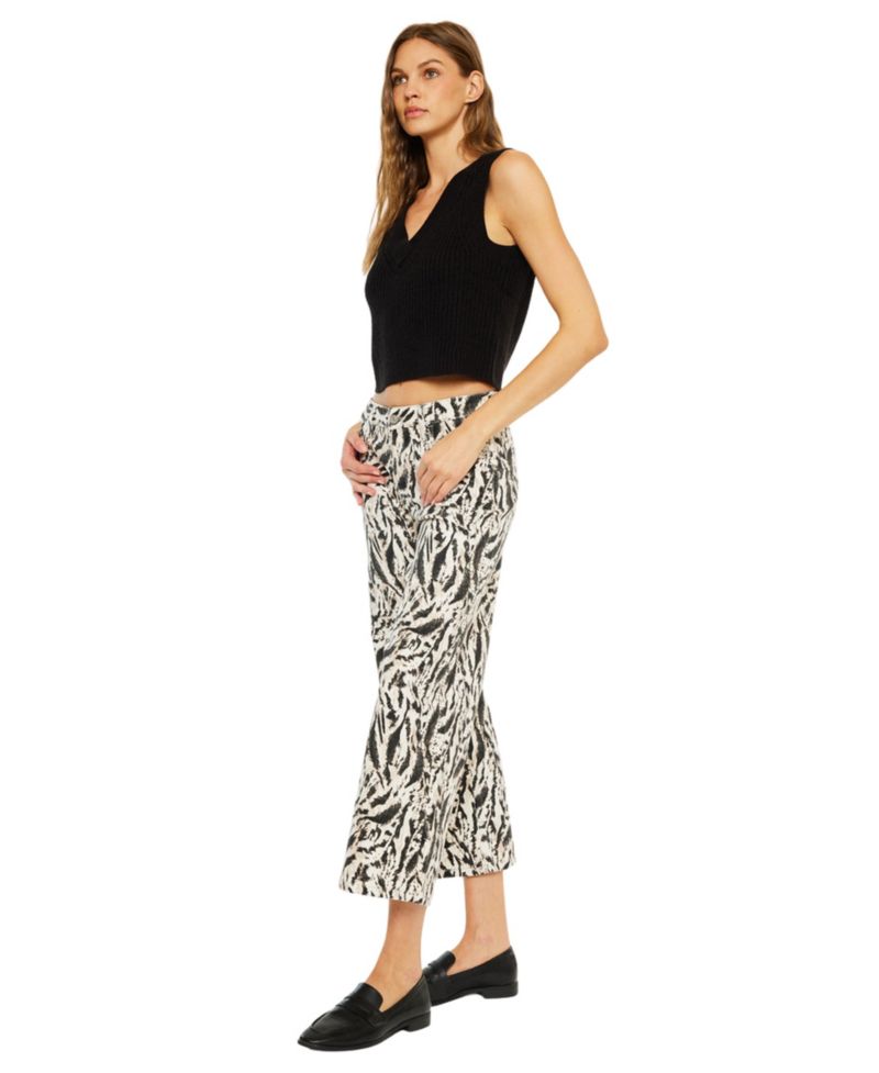 Women's Alonso Mid Rise Printed Crop Wide-Leg Jeans
