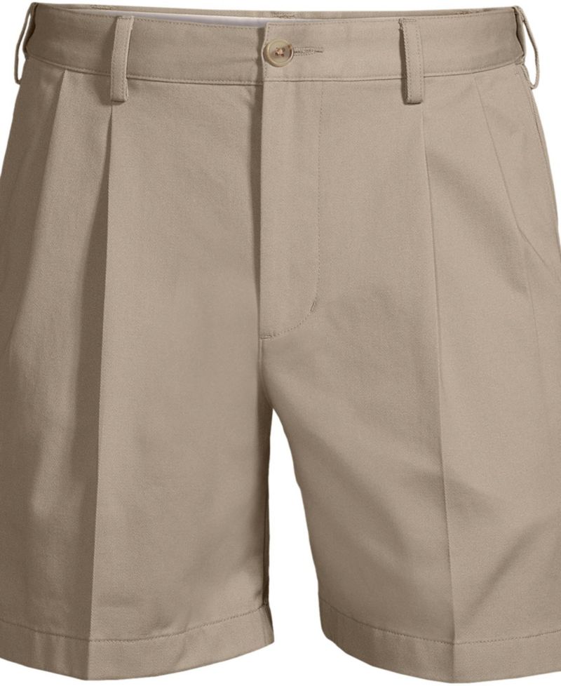 Men's No Iron 6" Comfort Waist Pleated Front Chino Short