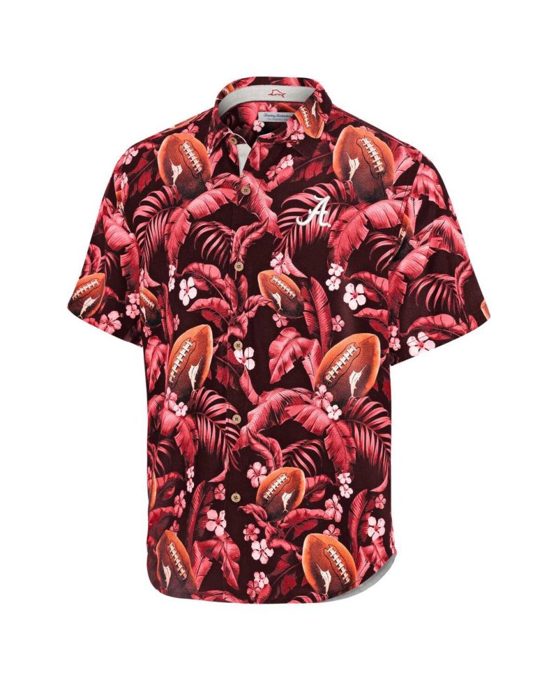 Men's Crimson Alabama Crimson Tide Veracruz Cay First Down Blooms Button-Up Shirt