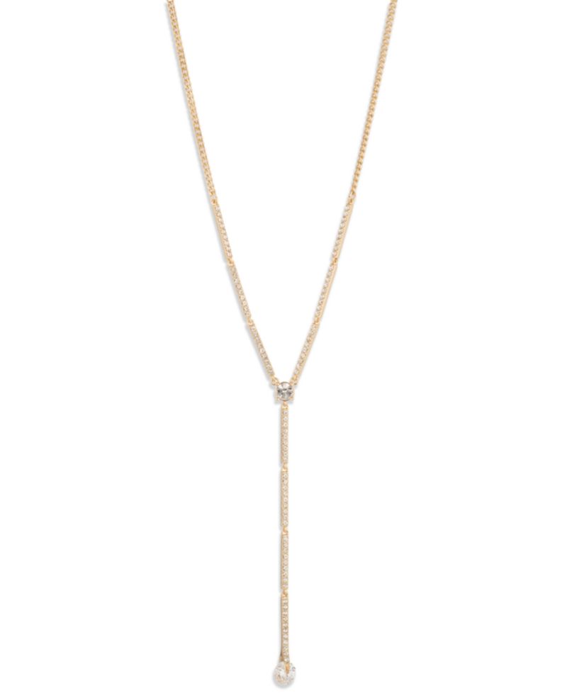 Cubic Zirconia Crystal Gold-Tone Long Y Necklace