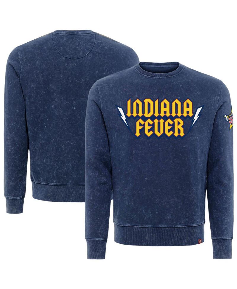 Men's and Women's Navy Indiana Fever Rock Roll Collection Freddy Mineral Wash Pullover Sweatshirt