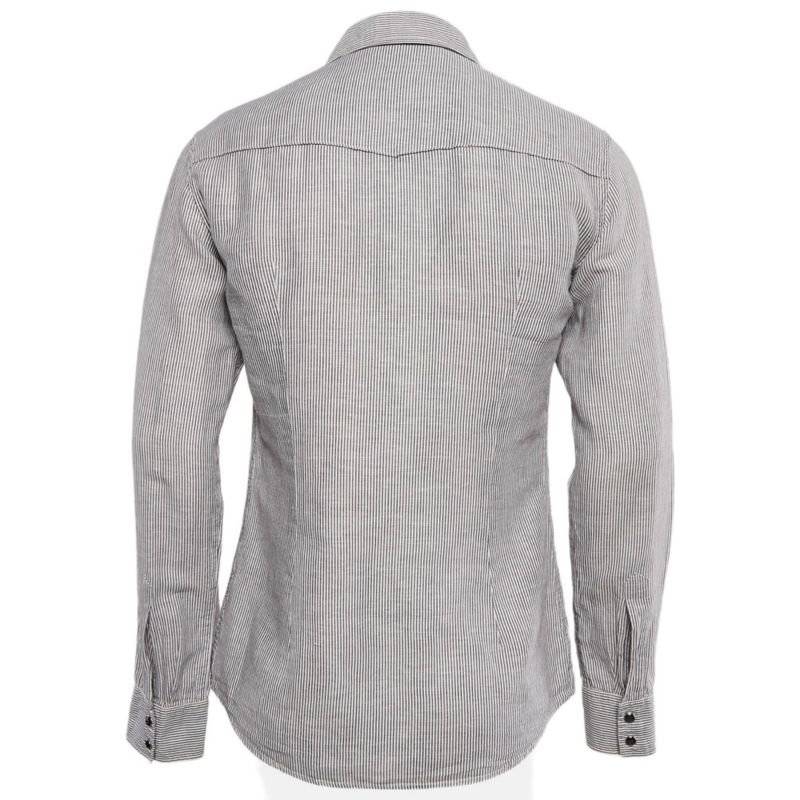 Men's Grey Stripe Cotton Button Front Shirt
