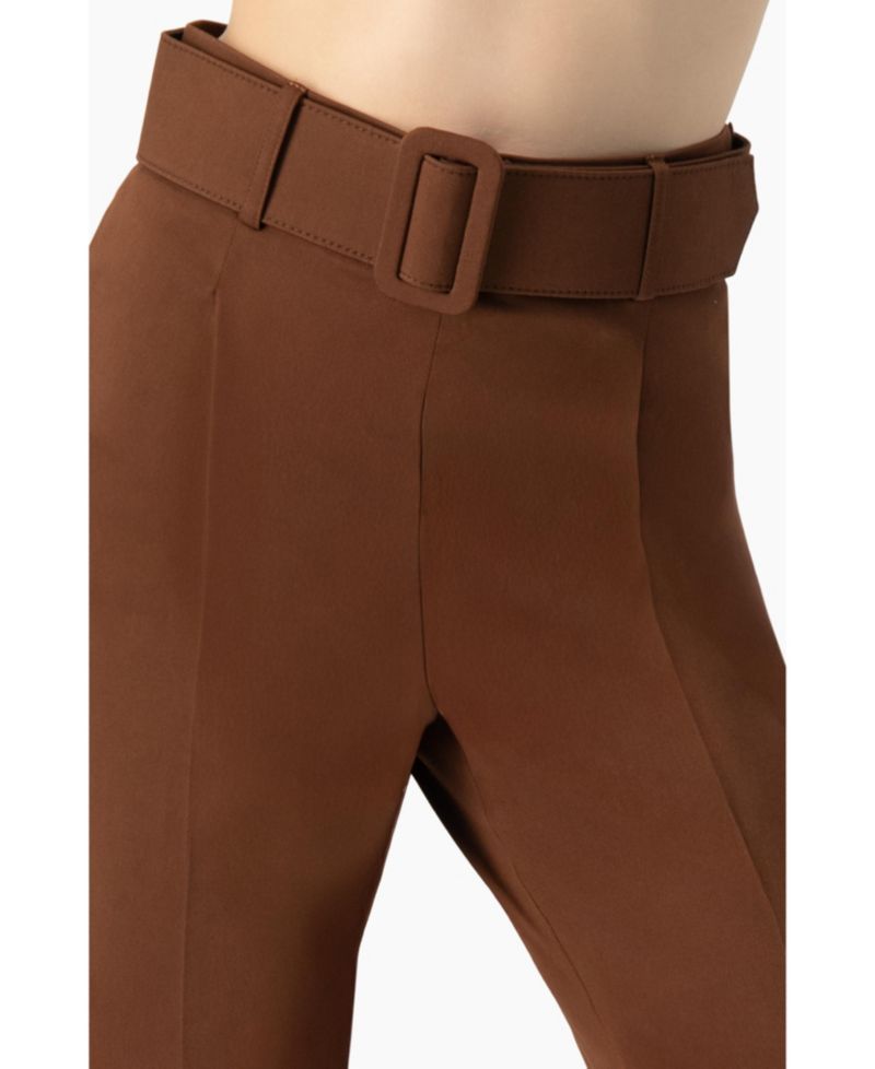 Women's Straight-Leg Gabardine Pants with Belt