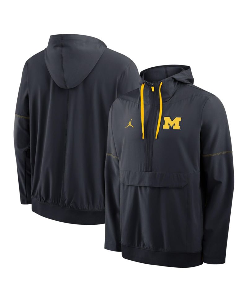 Men's Navy Michigan Wolverines 2026 Sideline Anorak Half-Zip Hoodie