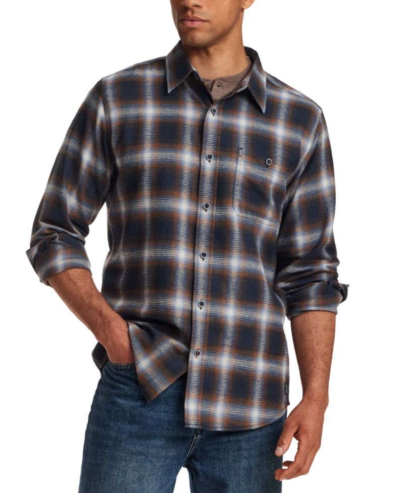Men's Waffle Flannel Plaid Shirt