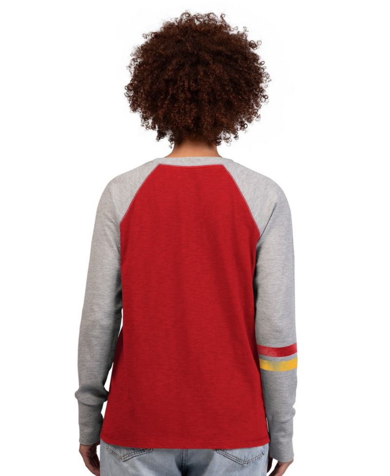 Women's Red/Gray Kansas City Chiefs Waffle-Knit Raglan Long Sleeve T-Shirt