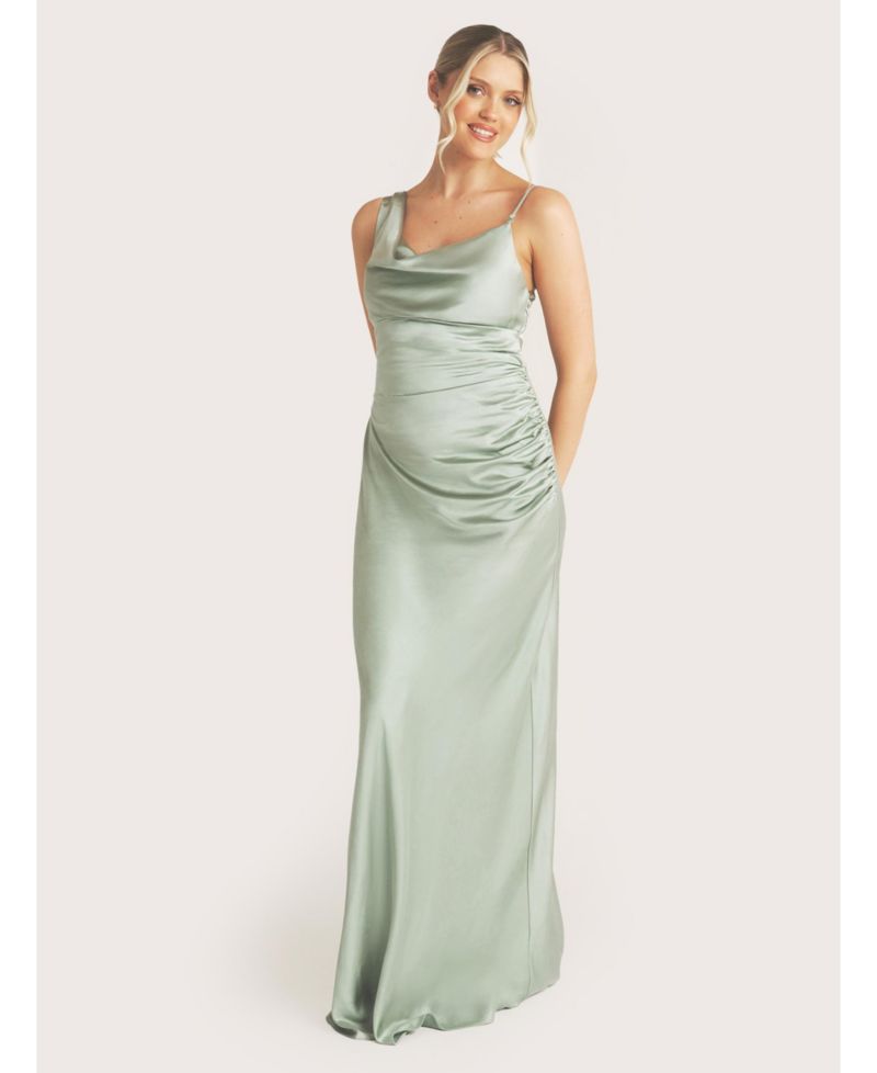 Cowl Front Asymmetric Bridesmaid Dress