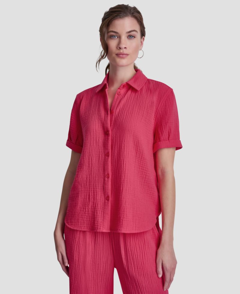 Petite Cuffed Short-Sleeve Shirt