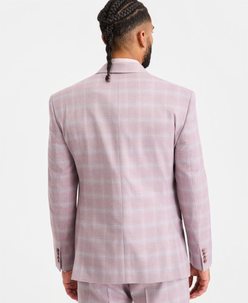 Men's Classic-Fit Double-Breasted Windowpane Suit Separates Jacket