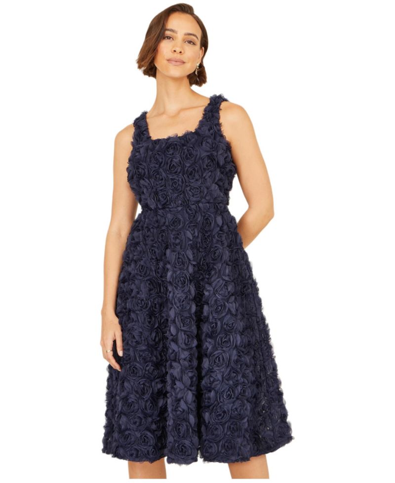 Women's Applique Floral Skater Dress
