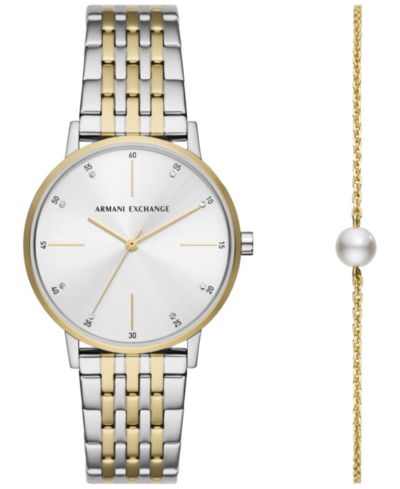 Women's Three Hand Two-Tone Stainless Steel Watch 36mm and Bracelet Set