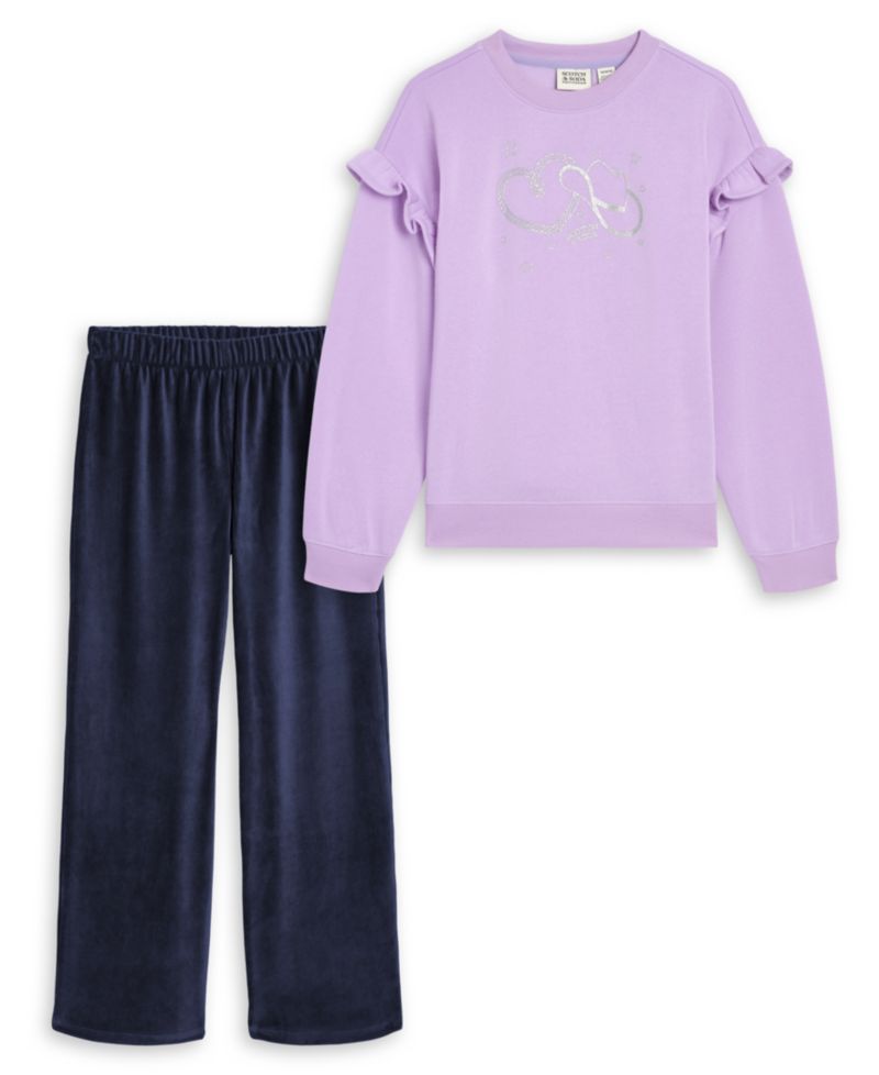 Girls' 4-6X Crewneck Long-Sleeve Sweatshirt and Wide-Leg Pants, 2-Piece Set