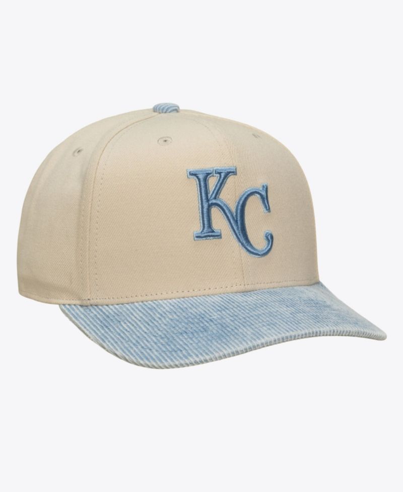 Men's Cream/Light Blue Kansas City Royals Washed Corduroy Pro Crown Snapback Hat