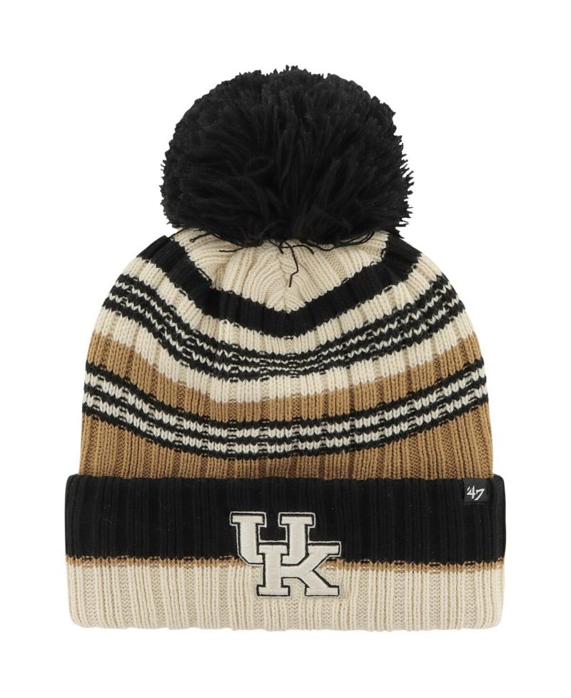 Women's Khaki Kentucky Wildcats Barista Cuffed Knit Hat with Pom