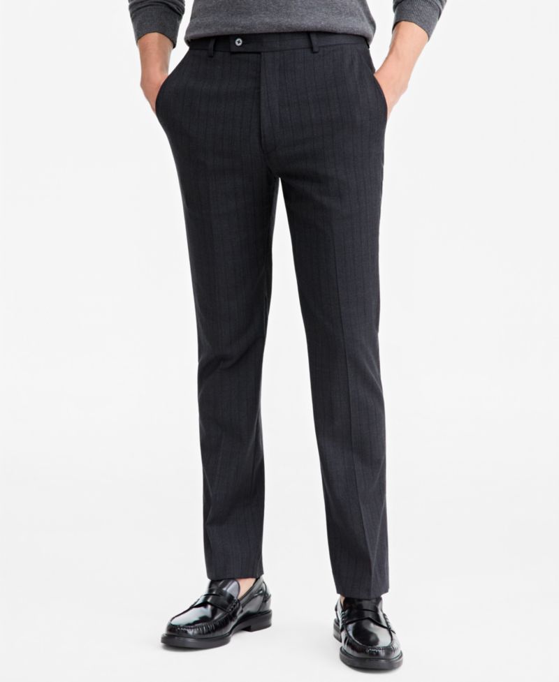 Men's Slim-Fit Wool-Blend Pinstripe Suit Pant