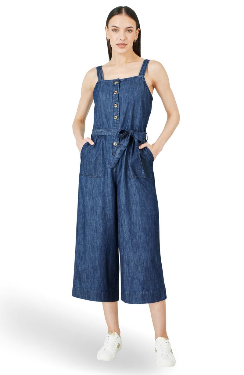 Women's Chambray Button Through Jumpsuit