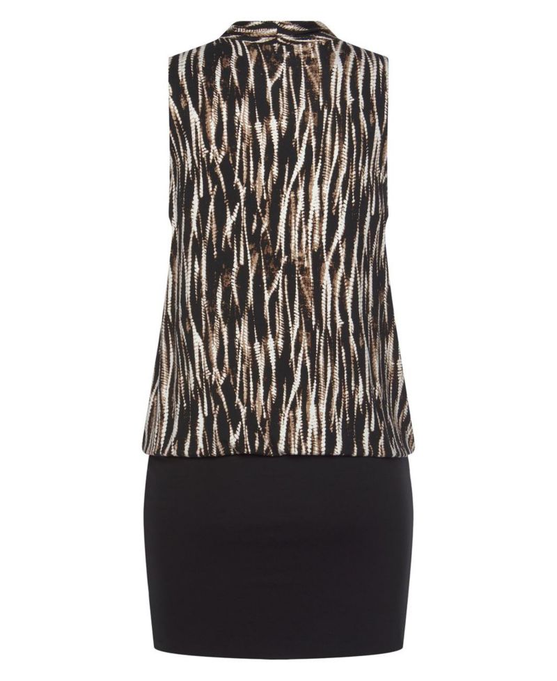 Women's Viscose Printed 2-In-1 Wrap Surplice-Neck Short Dress