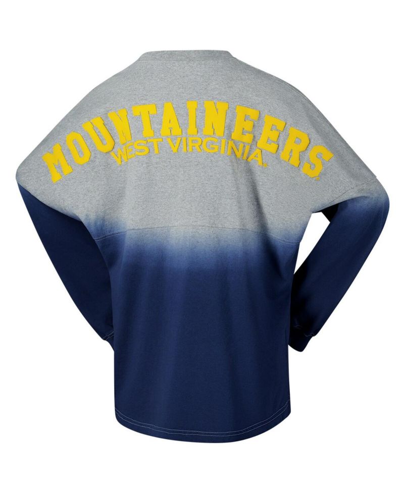 Men's and Women's Navy/Gray West Virginia Mountaineers Ombre Long Sleeve T-Shirt