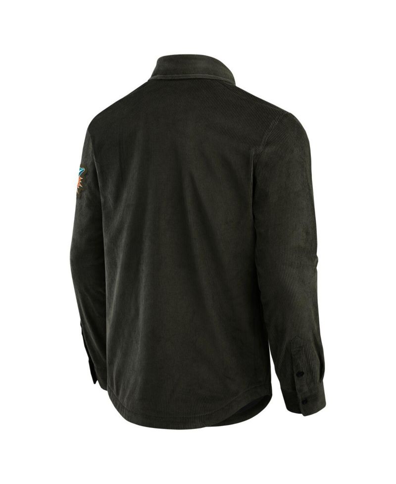 Men's Dark Green Miami Dolphins Corduroy Full-Button Shacket