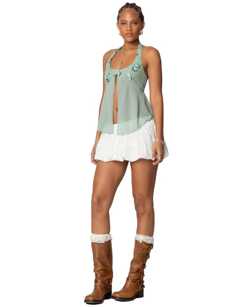 Women's Livvie Eyelet Bubble Mini Skirt