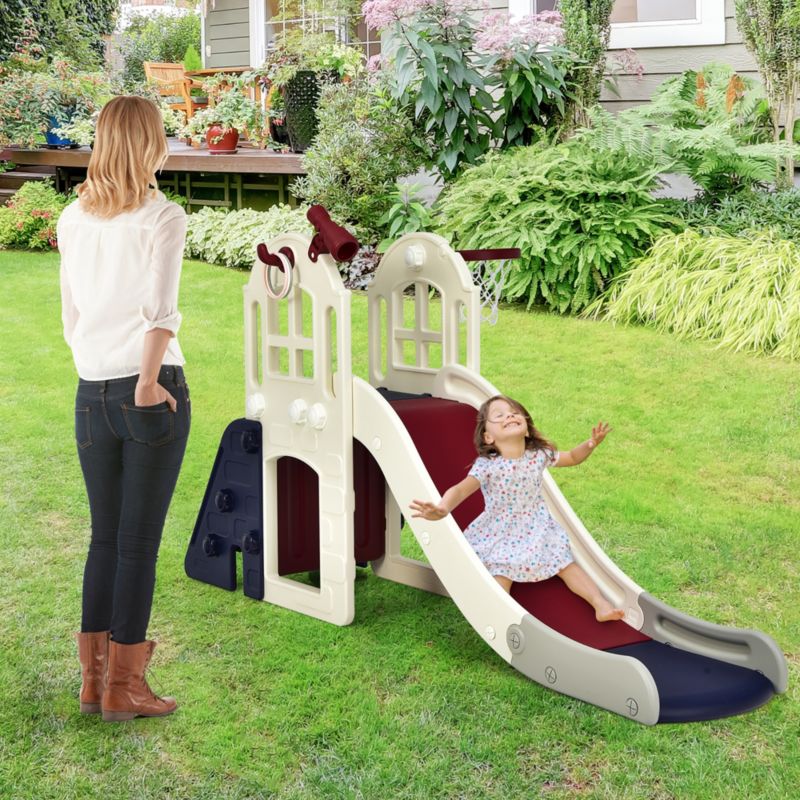 6-in-1 Basketball Hoop Slide Playset