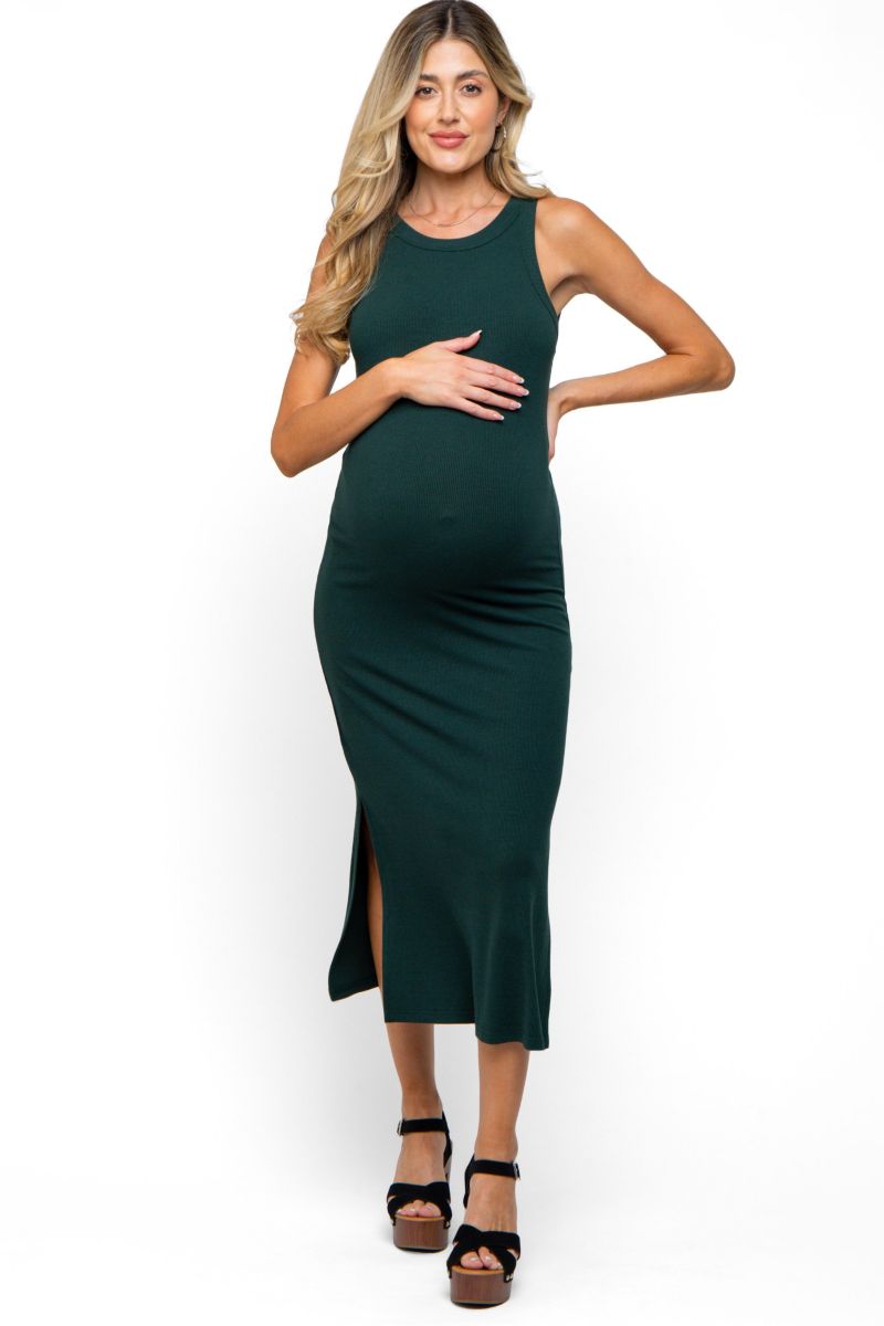 Women's Ribbed Side Slit Tank Dress