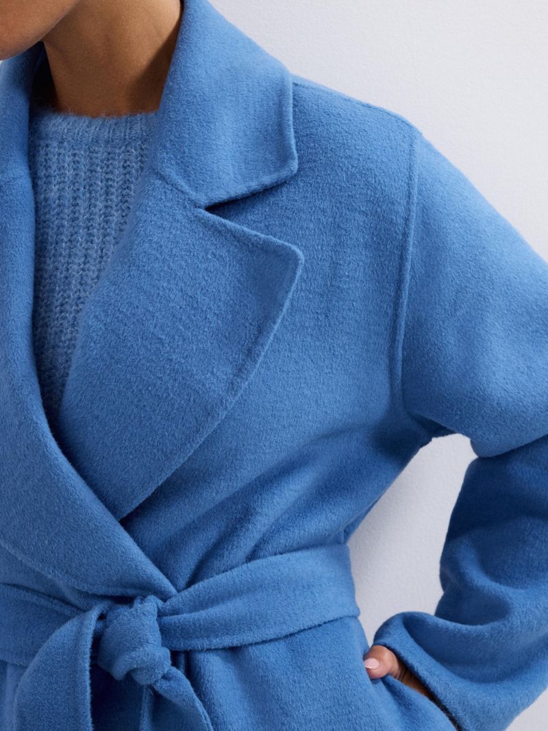 Women's Long Sleeve Belted Wrap Midi Coat