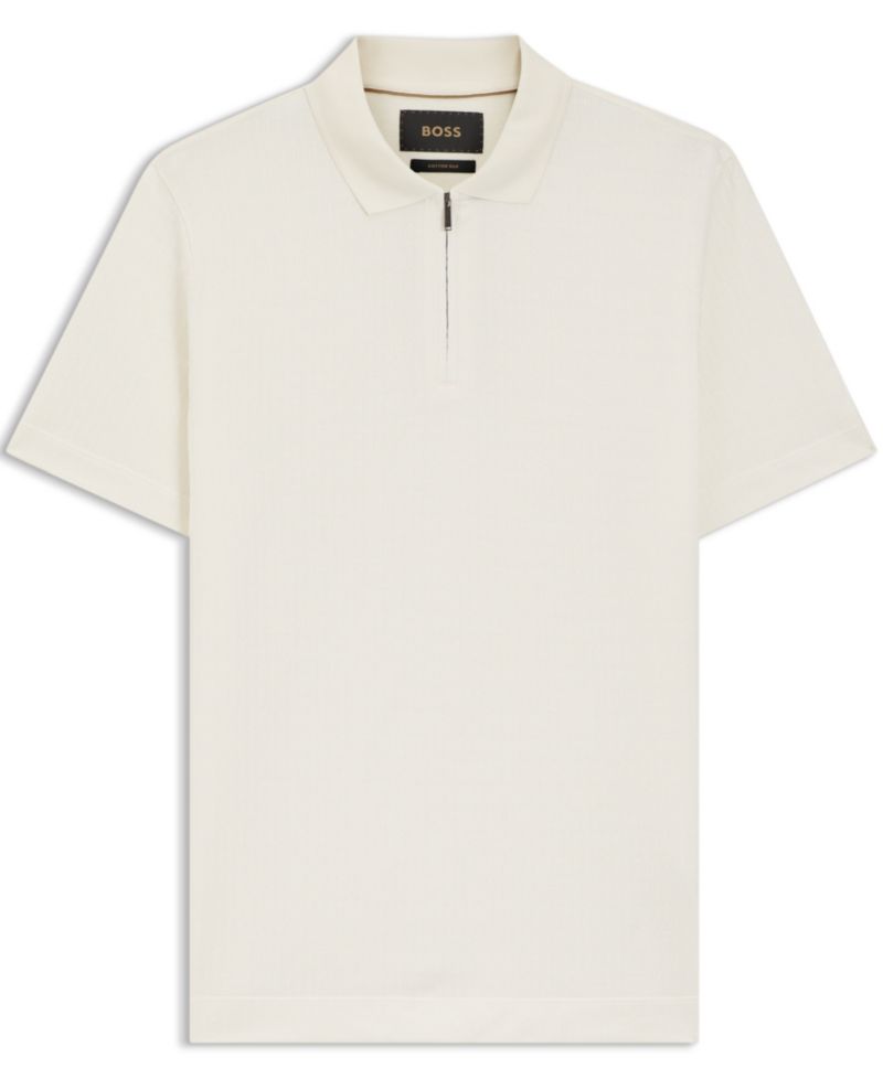 Men's Cotton Silk Zip-Neck Polo Shirt