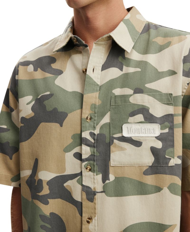 Men's Darcy Cropped Camo-Print Classic-Fit Short-Sleeve Shirt