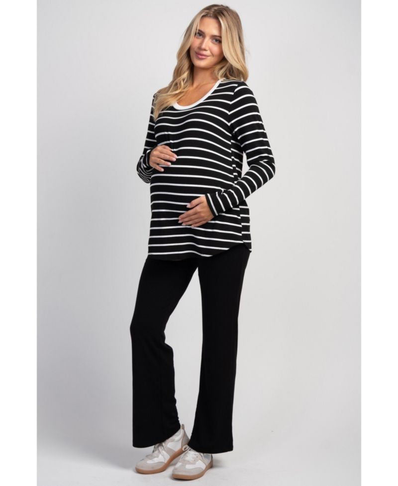 Maternity Striped Nursing Long-Sleeve Top